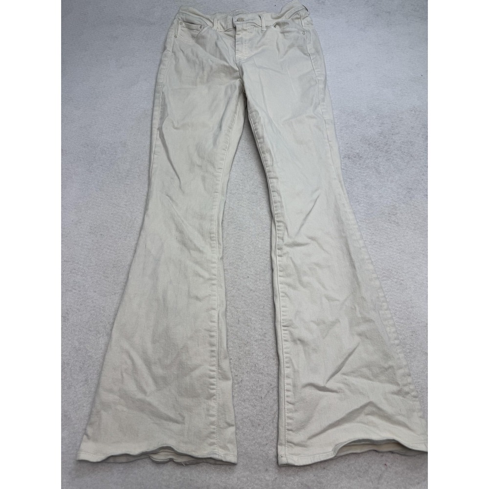 Mother Jeans Womens 29 White The Weekender Play Date Mid Rise Flare Denim USA